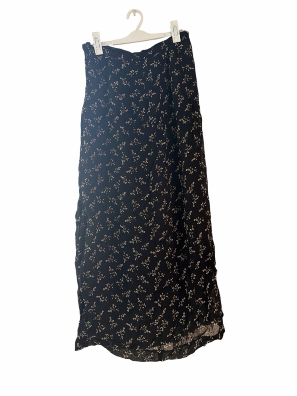 Casual Corner Black Floral Maxi Skirt with Side Slit